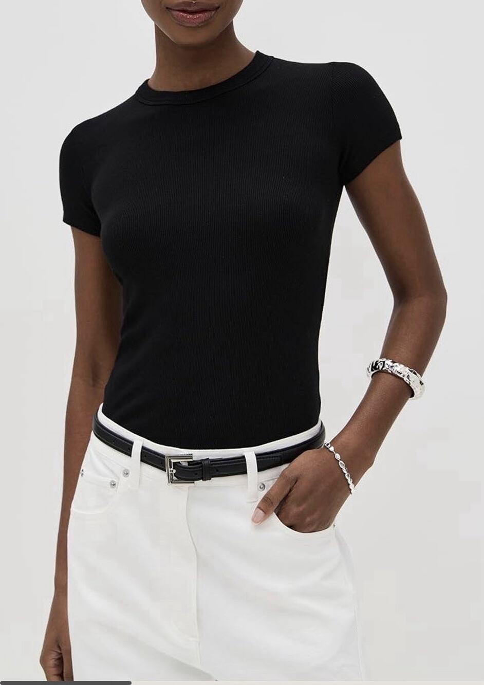 Cotton Citizen Verona T Shirt Women's Size XS Black Short Sleeve Ribbed Tee